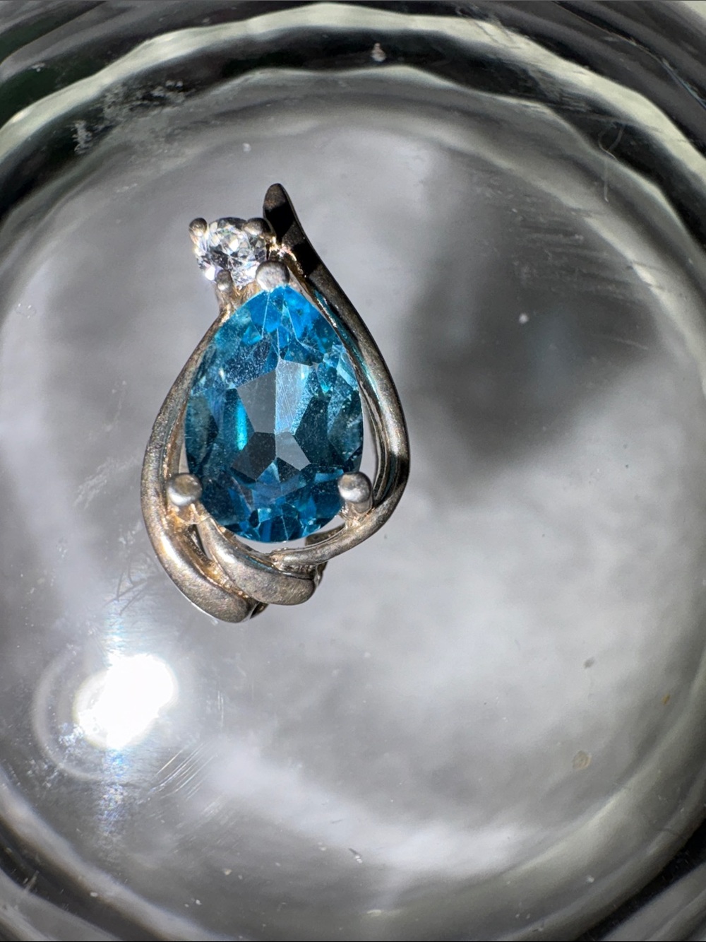 Blue Swiss Saphire Teardrop CZ Pendant $ Firm